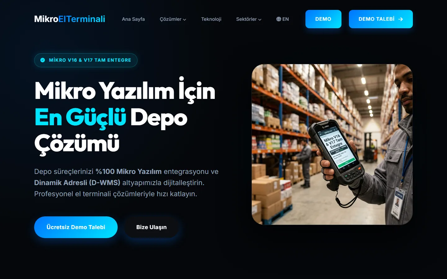 Mikro El Terminali ana sayfası