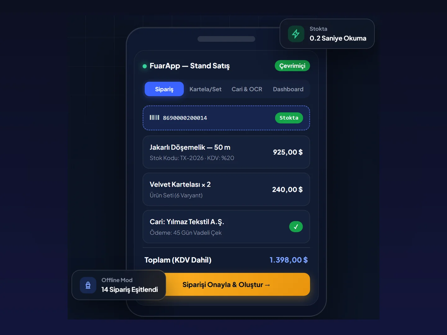 FuarApp stand satış ekranı