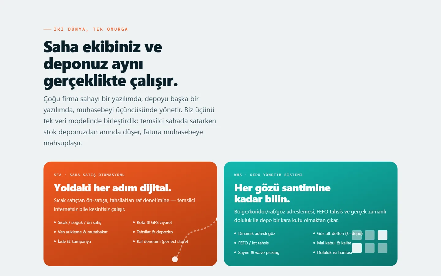 MindAeon: saha satış ve depo tek omurgada