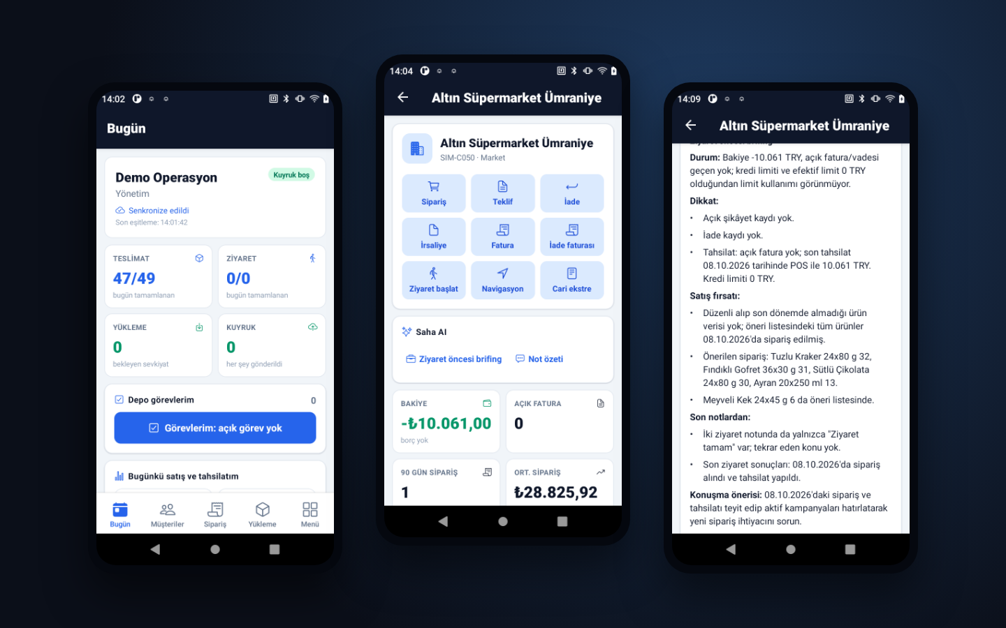 Mobilteg Saha Android uygulaması müşteri ekranı